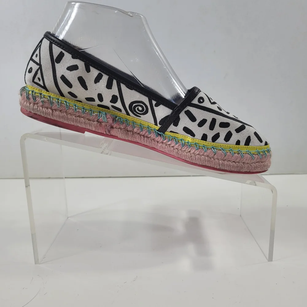 Sophia Webster Black and White Patterned Espadrilles Loafers Size 38.5